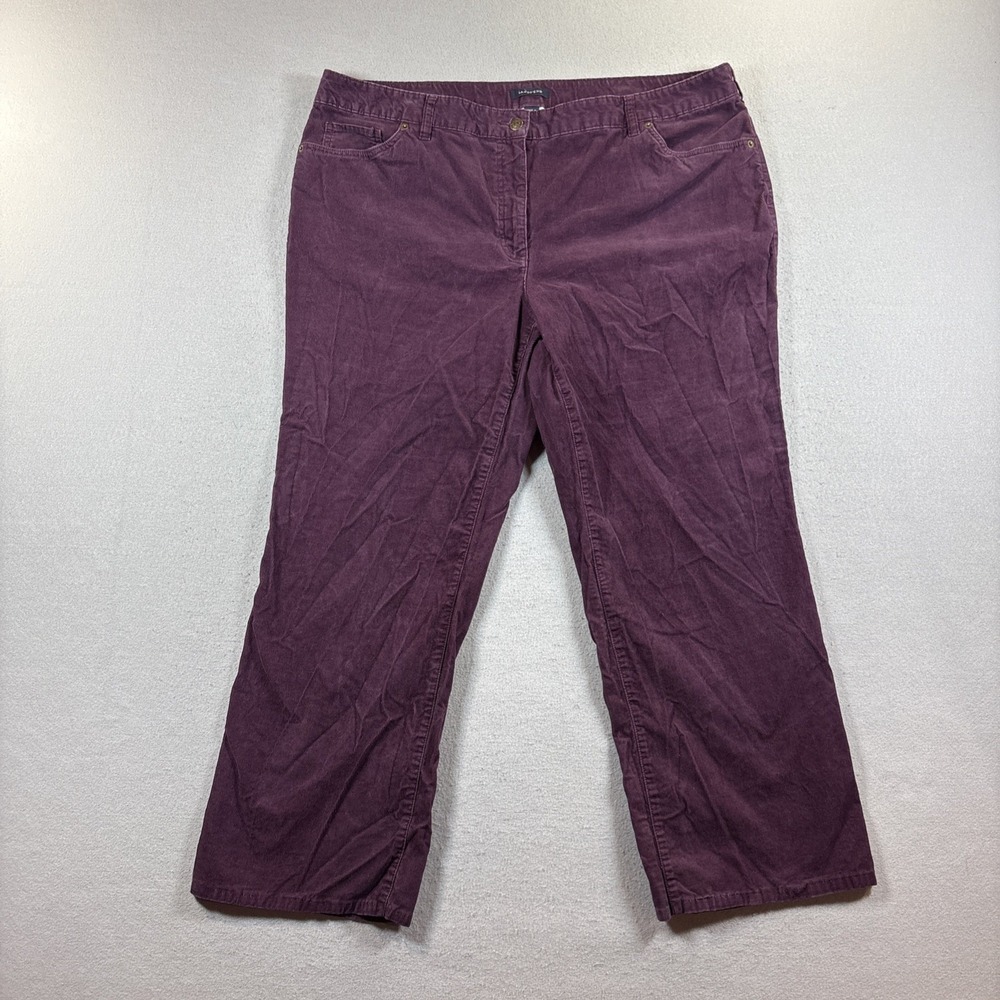 Lands End Wine Corduroy Straight Leg Pants Womens Fit 2 Size 20W